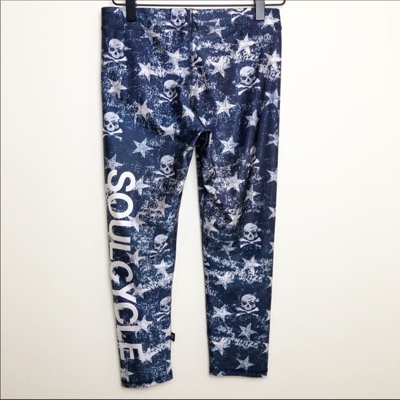 Terez x SoulCycle Stars & Skulls Capri leggings Celestial Blue - Picture 2 of 5